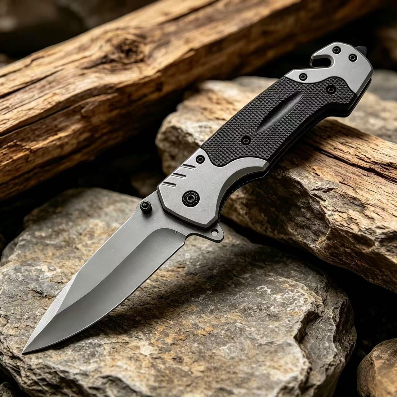 Dive Knife Titanium - Portable Folding Pocket Knife, Stainless Steel